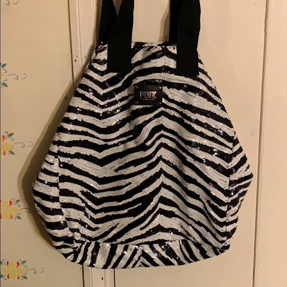 Pink Sparkly Zebra Tote